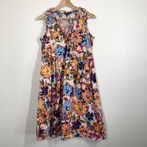 Maggy London Dress Womens 2 Floral Sleeveless Summer Ruffle Midi